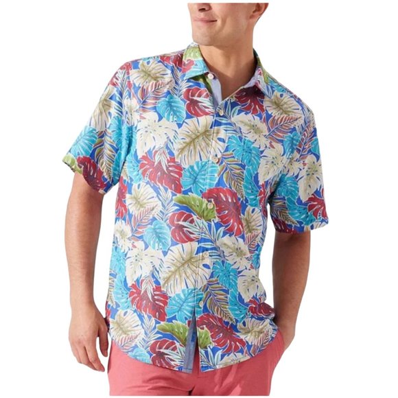 Tommy Bahama Men's Coconut Point Fronds Mosaic IslandZone Camp Shirt, Large, NWT - Picture 4 of 8